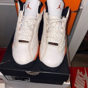 Jordan Starfish 13s BG. Youth Sneakers in White and Orange